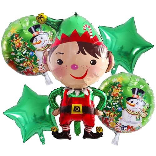 5 stücke Frohe Weihnachten Santa Claus Schneemann Elf Elch Folie Helium Ballons Set Neue Jahr Startseite Weihnachten Party Dekoration 2024 liefert Geschenk(1) von LaiYN