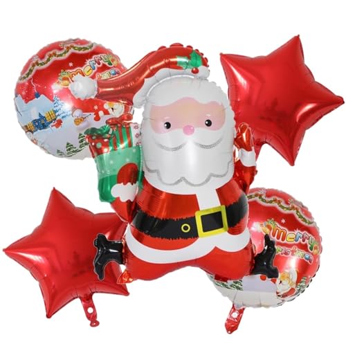 5 stücke Frohe Weihnachten Santa Claus Schneemann Elf Elch Folie Helium Ballons Set Neue Jahr Startseite Weihnachten Party Dekoration 2024 liefert Geschenk(2) von LaiYN