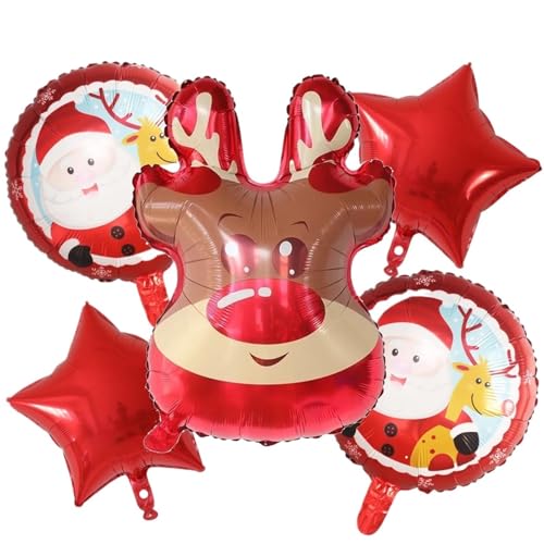 5 stücke Frohe Weihnachten Santa Claus Schneemann Elf Elch Folie Helium Ballons Set Neue Jahr Startseite Weihnachten Party Dekoration 2024 liefert Geschenk(4) von LaiYN