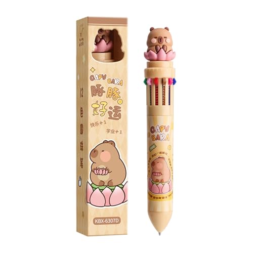 Lainiaoly Multicolor Capybara Pen, Capybara Twelve Color Pen, Kreativer Student Multicolor -Kugelschreiber Für Notizen, Planer Journaling Für Kinder Frauen Männer von Lainiaoly