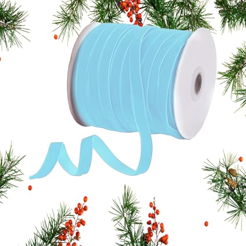 Lainiaoly Weihnachts-Samtband, 50 Yards Kranzband Mit Spule, 3/8 Zoll Breit, Samtband Zum Verpacken Von Geschenken, Bündeln Von Blumensträußen, Hochzeitsdekorationsschleifen Und Kunsthandwerk von Lainiaoly