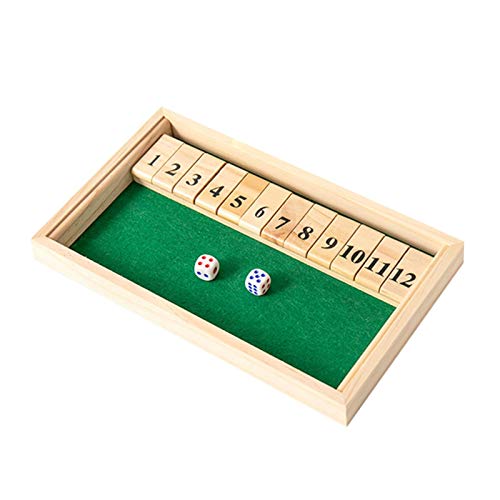 Shut The Box Spiel 2-Spieler, Shut The Box Spiel/Klappenspiel aus Holz, Holz Tisch Spiel Klassisch Würfelspiel, Holz Brettspiel Holz Mathematik Das bekannte Würfelspiel Klappbrett für Jung und Alt von Lainiaoly