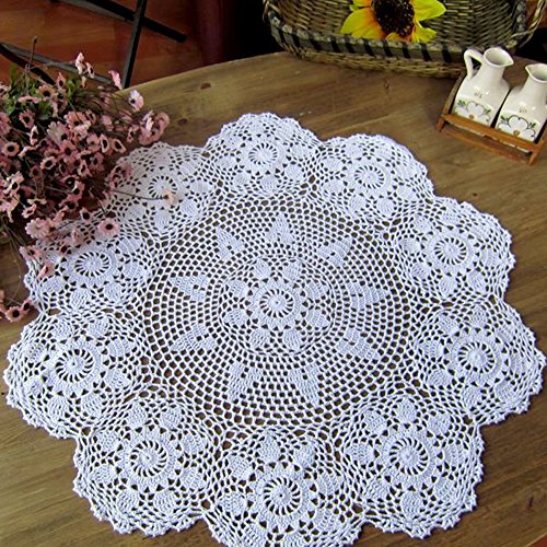 laivigo New Handmade Crochet Spitze rund Tischdecke Deckchen Spitzendeckchen, 61–78,7 cm, baumwolle, weiß, 116 von Laivigo