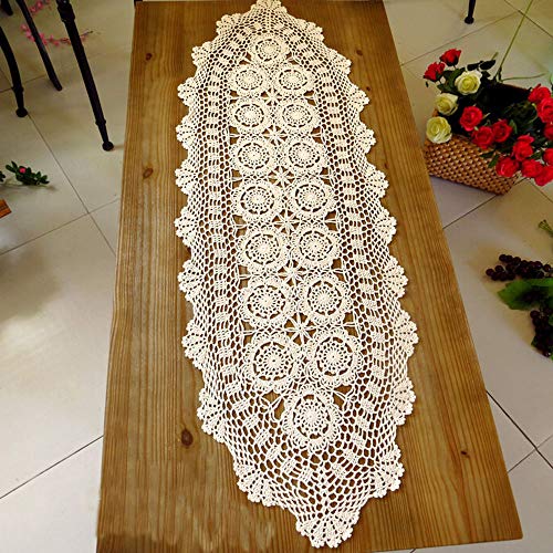 laivigo handgefertigt Crochet Spitze Tischdecke Deckchen Spitzendeckchen, Rechteck, 61–160 cm, baumwolle, beige, 16 x 35 Inch von Laivigo