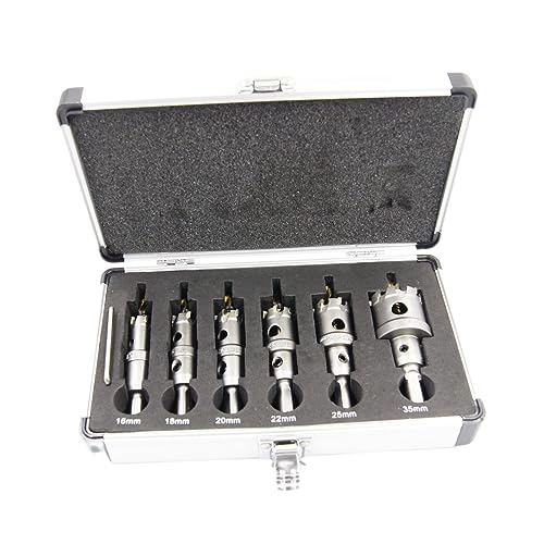 Lochsägen-Set, LAIWEI 9PCS Hartmetall-Lochsägen-Set, 6 Lochsägen 16 18 20 22 25 35mm, mit 2 Bohrern, 1 Schraubenschlüssel, Edelstahl-Lochbohrer von Laiwei