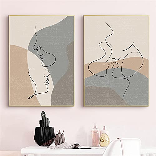 Line Wall Art Abstrakte geometrische Linie Leinwand Malerei Figur Minimalistische Poster Drucke Bilder Wohnzimmer Home Decor 50 x 70 cm x 2 rahmenlos von Laiyang