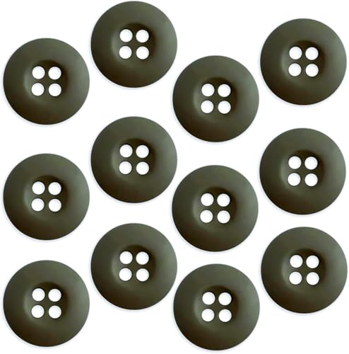 12 Stück Olivgrün Drab Nähknöpfe 1,9 cm Army Military Knöpfe 30L Knöpfe zum Basteln 4 Loch poliert matte Oberfläche Knöpfe 19 mm Kunststoffknöpfe für Hosen Jacke Uniformen Taschen Zubehör von Lakesstory