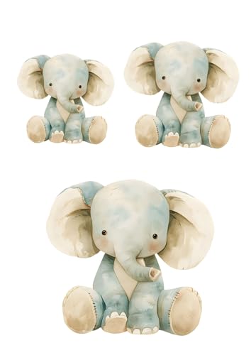 Bügelbilder Tier Baby Plüsch Elefant, 3er Set in verschiedenen größen- Einfach anzubringende Designs, Waschmaschinenfest und Langlebig, Ideal für Kleidung und Textilien. von Lakotz