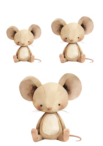 Bügelbilder Tier Baby Plüsch Maus, 3er Set in verschiedenen größen- Einfach anzubringende Designs, Waschmaschinenfest und Langlebig, Ideal für Kleidung und Textilien. von Lakotz