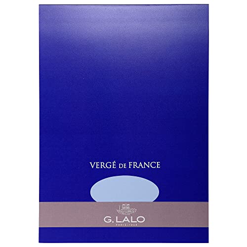 G.Lalo 12702L Schreibblock Vergé de France (perfekt für Ihre Einladungen, säurefrei, DIN A4, 21 x 29,7 cm, 50 Blatt, 100 g) blau von G.Lalo