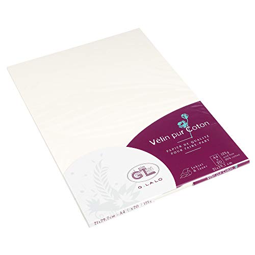 G. Lalo G.Lalo 48700L 1 Pack Vélin Papier aus Baumwolle (20 Bögen, DIN A4, 21 x 29,7 cm, 125 g, säurefrei, gerade Kante) creme von Exacompta