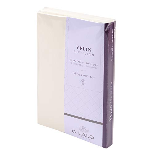 G.Lalo Lalo 29300L Doppelkarten Set Vélin de France (50% Hadern mit 10 Karten Vergé Papier 350 g, 107 x 152 mm, 10 Umschläge, 114 x 162 mm, elfenbein, 1 Pack) von G. Lalo