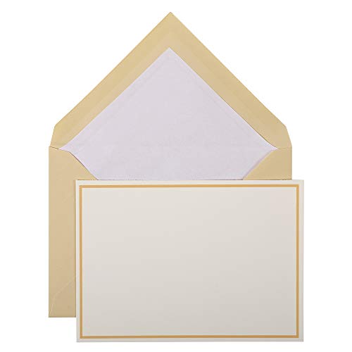 G.Lalo Lalo 32606L Karten Set Vergé de France (25% Hadern mit 10 Karten Vergé Papier 300 g, 107 x 152 mm, mit Farbrand champagner, 10 Umschläge, champagner, weiß gefüttert, 114 x 162 mm, 1 Pack) von G. Lalo