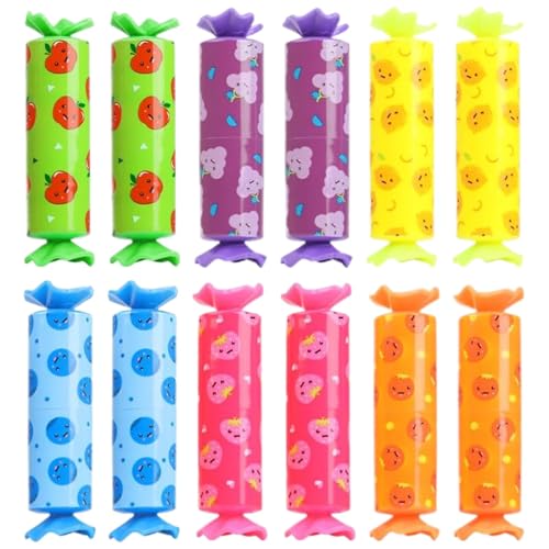 12er Pack Mini Candy Shaped Highlighters Set,6 Farben Candy Textliner Stifte,Niedliche Kawaii Marker Stifte mit verschiedenen Fruchtprints,Schreibwaren für Kinder Studenten,Geschenke,Bürobedarf von Laluky