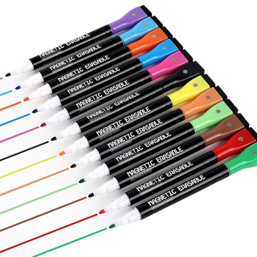 12er Pack Whiteboard Marker, runde Spitze 1-2 mm, magnetischer Schwamm mit Stiften, trocken abwischbarer Marker, bunter Folienstift, abwischbar mit Radiergummi für Haus, Schule, Büro (12 Farben) von Laluky