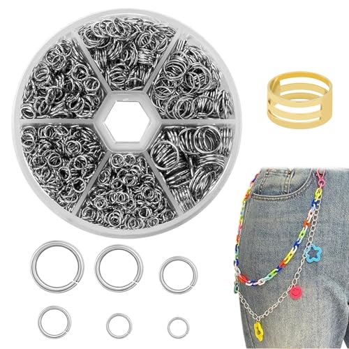 1390 Stück Offene Biegeringe Sprungringe Set, Silber Sprungring Offene Metall Flache Schlüsselringe Gemischte Größe Mit Box Für Diy Armbänder Schmuckherstellung, Halskette Reparatur von Laluky