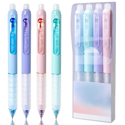 Laluky Set mit 4 löschbaren Kugelschreibern, 0,5 mm löschbarer Gelstift, einziehbarer Tintenroller, Kugel am Ende zum Entfernen von Tinte, löschbare Gelstifte für Studenten, Geschenk, Schule von Laluky