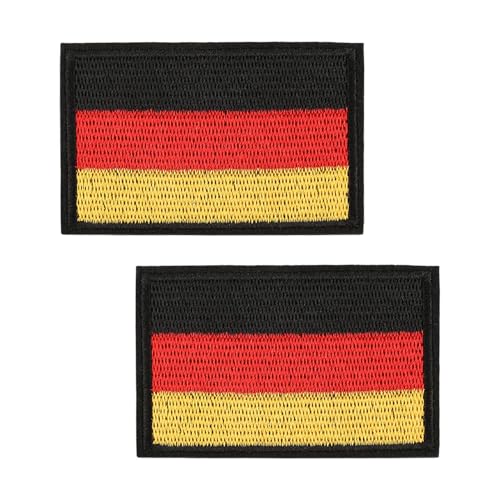 Packung mit 2 3 x 2inches Deutschland Flagge Patch, gestickte Abzeichen, deutsche Applikationen mit Klettverschluss für Kleidung Taschen Rucksack Uniform Weste Gurtzeug Militär Tactical Outdoor Jersey von Laluky