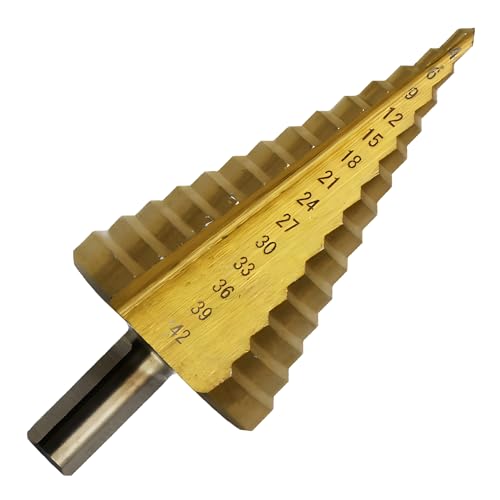 Bohrer, 14 Stufen Hochgeschwindigkeits-Stahlkegelbohrer, 4–42 mm/0.16-1.65 inch HSS-Kegellochbohrer, Spiralnut-Schälbohrer für Holz, Kunststoff, Metall von Lam-lord