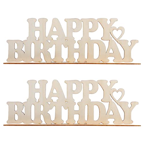 Lamantery Holzschild mit Aufschrift "Happy Birthday", zum Selbermachen, bemalbar, für Geburtstagspartys, freistehende Dekoration, 2 Stück von Lamantery