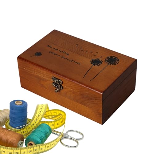 Lambo Nähkästchen-Organizer aus Holz, Nähkorb aus Holz – Aufbewahrungsbox für Näharbeiten aus Holz, Holzbox mit Scharnierdeckel, Bastelzubehör, Zubehör Lambo Nähkästchen-Organizer aus Holz, Nähkorb aus Holz – Aufbewahrungsbox für Näharbeiten aus Holz, Holzbox mit Scharnierdeckel, Bastelzubehör, Zubehör von Lambo