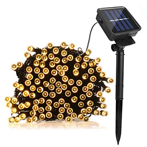 Lamker 5M 50er LEDs Lichterketten Solar Außen Warmweiß LED Lichterkette Wasserdicht Grünes Kabel 8 Modi Dimmbar Solarlichterkette Beleuchtung Deko für Garten Terrasse Balkon Tor Hof Hochzeit von Lamker