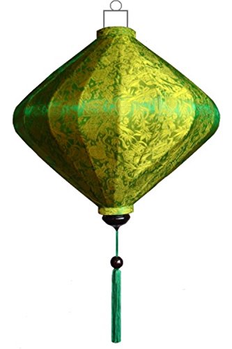 Vietnamesische Seide Lampion Diamant Grün by Lampionsenzo von Lampionsenzo