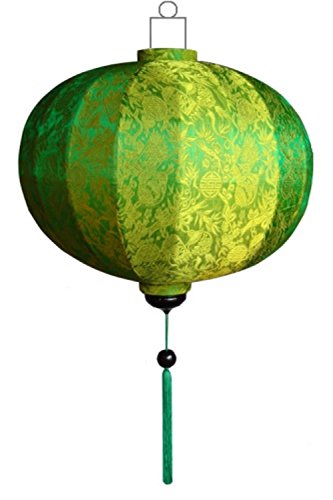 Vietnamesische Seide Lampion Rund Grün by Lampionsenzo von Lampionsenzo