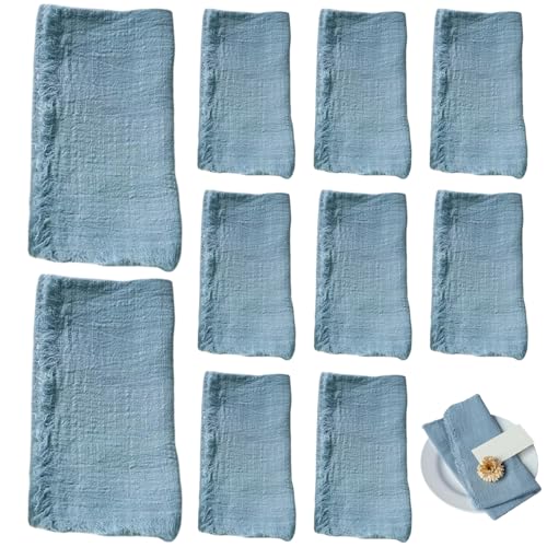 10pcs Baumwollservietten, 16, 5 x 16, 5 Zoll Square Dinner Servietten mit Quastenrand, waschbar für Hochzeit, Party von Lamppdcor