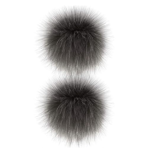 2 PCs Fauxpelzen POM POM für Hüte weiche flauschige graue Pom -Pom -Pom -Kugeln, 4,7 '' Snap auf Pom Poms, DIY POM POMs mit Knopf drücken von Lamppdcor