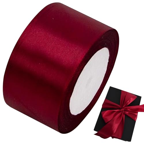 2 Zoll x 25 Meter rotes Kabelband, Satin -Seidenband für Geschenkverpackung, Kunsthandwerk, Hochzeitsdekoration von Lamppdcor