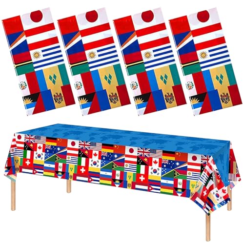 4 PCs Tischabdeckung International Flag Tischover Dekor 97 x 54 in der Weltflagge Einweg -Außenbeschwerdekarbe -Flagge -Party -Tischdecke für Sportveranstaltungen, Beer Party von Lamppdcor