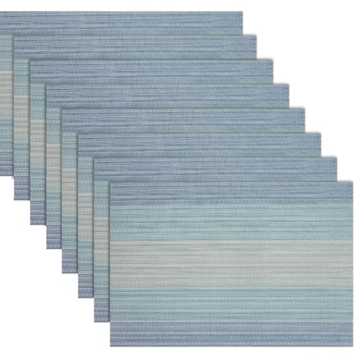 8pcs PVC -Placemats 12x17,7 Zoll - Blau gewebtes Nicht rutschflecken, fleckbeständig, wasserdicht, waschbar, hitzebeständiger Esstischmatten von Lamppdcor