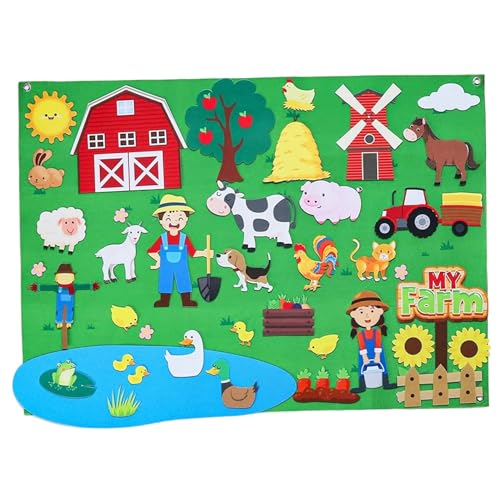 Filzboard für Kleinkinder, Nutztiere 41 x 30 Zoll Filzgeschichten Board Frühes Lernen Interaktiver Wand Hanging Felting Board für Kleinkinder Familie Weihnachten Rollen Rollen Kinder Weihnachtsgesche von Lamppdcor