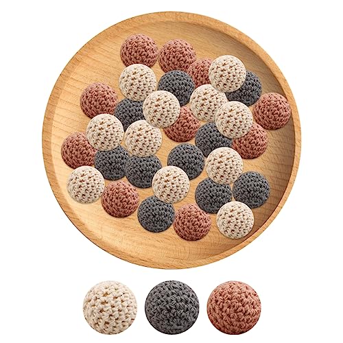 Häkelkügelchen 20 mm runde Häkelhölzkügelchen 30pcs Holz Strickball für Schmuck Herstellung DIY Halskette Armband Basteln von Lamppdcor