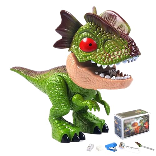 Lamppdcor 5-in-1-Dinosaurier-Schreibwarenset, umfasst Herrscher, Bleistift, Spitzer, Bindmaschine, Radiergummi, Stil 2 von Lamppdcor