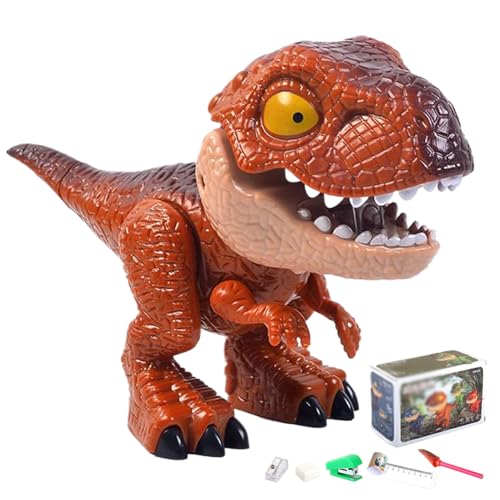 Lamppdcor 5-in-1-Dinosaurier-Schreibwarenset, umfasst Lineal, Bleistift, Spitzer, Bindmaschine, Radiergummi, Stil 1 von Lamppdcor