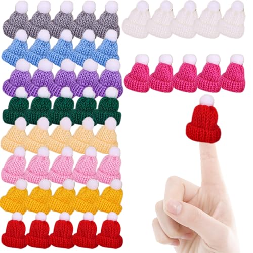 Lamppdcor Tiny Hats Mini Santa Hats, 50 Prozent farbenfrohe Strickhüte, 1,4x1.6 Weiche Fade-resistente winzige Hüte, DIY-Puppenhüte für Handwerkskunstprojekte Juweliermaking Weihnachtsdekoration von Lamppdcor