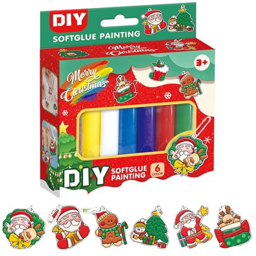 Lamppdcor Weihnachtsdiamantkunst Weihnachten DIY Kristallfarbe Kunsthandwerk Set mehrere Farbkristallfarbe mit Weihnachtsanhänger Kit DIY Kristallmalerei für Winter Wandtür Fensterdekoration Dekor von Lamppdcor