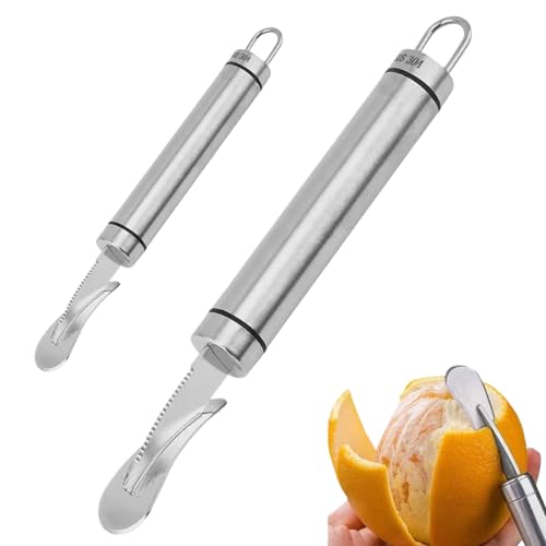 Lamppdcor Zitronenpeeler Orange Peeler 2pcs 304 Edelstahl Zitronenschäler Handheld Citrus Peeler mit Hanging Hook Praktischer Grapefruitschaler für die Heimküche von Lamppdcor