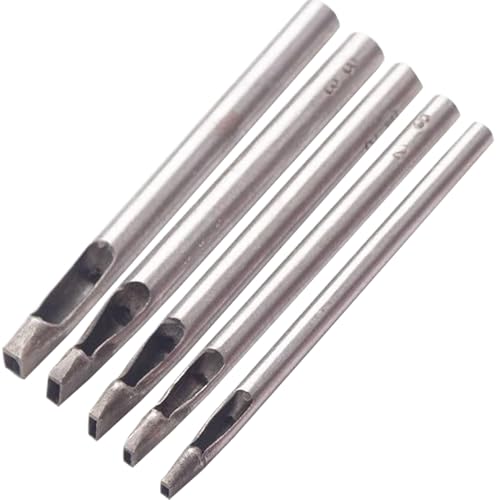 Leder-Loch-Punch 5pcs 5 Größe Oval geformter Lederpunsch mit staaten poliertem Stahl scharfen Leder-Punch-Werkzeug für Gürtel, Ledercraft von Lamppdcor