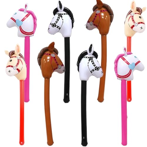 Pferdeballon aufblasbares Stock Pferd 8pcs farbenfrohe weiche und anti-Leak PVC Pferdeballon mit Kantenversiegelungsdesign Baby Spielzeug Ballon Stick für Pferdestechnik-Geburtstagsfeier Vorräte von Lamppdcor