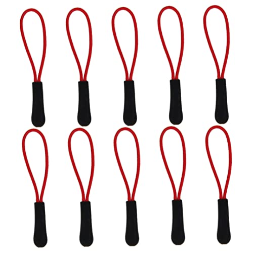 Zipper -Erweiterung 10pcs Mini Reißverschluss Zieh Zipper -Erweiterung Kunststoff Reißverschluss -Tag -Austausch für Kleidung, Rucksäcke, Fahrtasche, Handtasche (schwarz, rot) von Lamppdcor