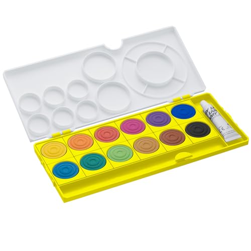 LAMY 1237633 aquaplus Deckfarbkasten, Kunststoff, neonyellow, 12 Farben von Lamy