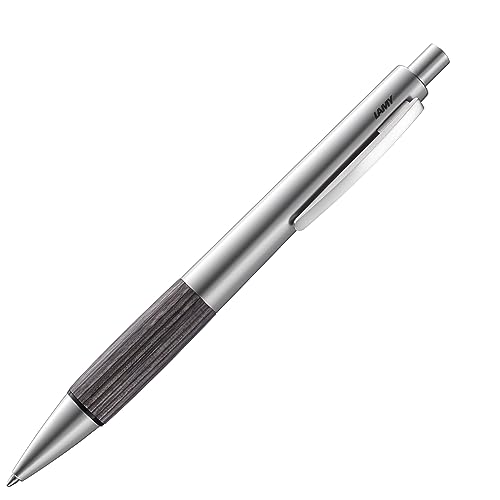 Lamy accent Kugelschreiber 296 – Aluminiumfarbener Kuli mit austauschbarem Achat-grau Holzgriffstück – Mit Großraummi..., 1 Stück (1er Pack) von Lamy