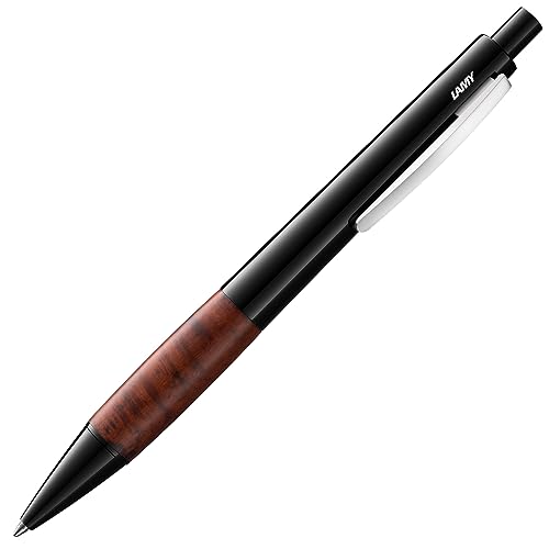 LAMY accent Kugelschreiber 298 – Kuli mit schwarzem Brilliant Lack-Finish und austauschbarem Schwarz-Bruyére Holzgriffstück – Mit Großraummine – Strichbreite M, 12 x 12 x 139 mm von Lamy