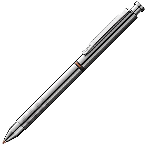 Lamy st tri pen Multifunktionsschreibgerät 745 Mehrsystemschreiber aus Edelstahl Mit Kugelschreiber-Mine M 21 schwarz + rot und Druckbleistift-Mine M 41 (0,5) HB Silber Strichbreite M/Mine 0,5 mm von Lamy