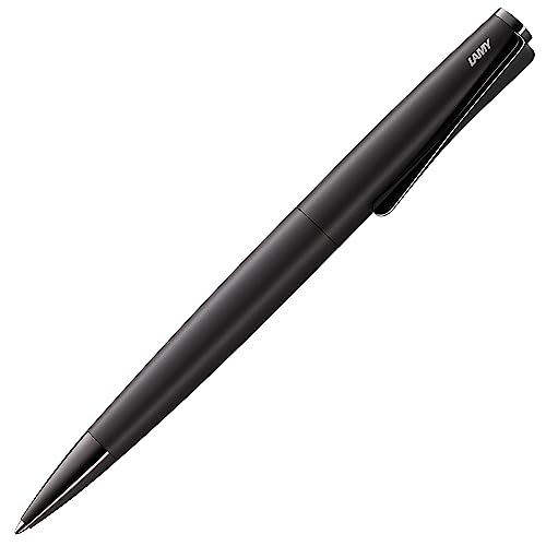 Lamy studio lx-all-black Kugelschreiber – universeller Kuli in elegantem Gehäuse aus Edelstahl – mit propellerförmigem Clip – inkl. Großraummine M 16 in Stichbreite M in schwarz von Lamy