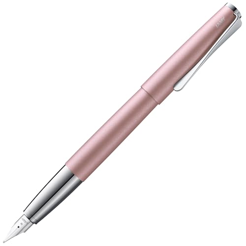 LAMY studio rose matt Füller – universeller Füllfederhalter in elegantem Gehäuse aus Ganzmetall – 14 kt. Goldfeder, partiell platiniert & in Strichbreite EF – inkl. Tintenpatrone T 10 blau von Lamy