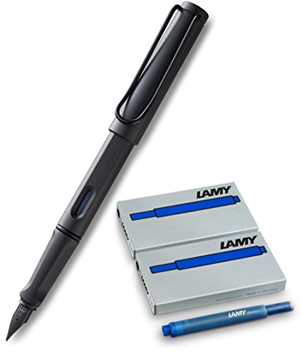 Lamy, "Safari", Füllfederhalter, feine Feder, weiß, Umbra + 10 Patronen Blau, Füllfederhalter Safari von Lamy